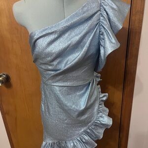 One-Shoulder Metallic Top Shop Dress